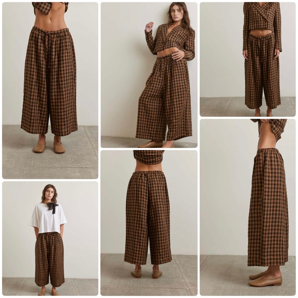 💥PRICE DROP💥 CROPPED LINEN PANTS - PLAID